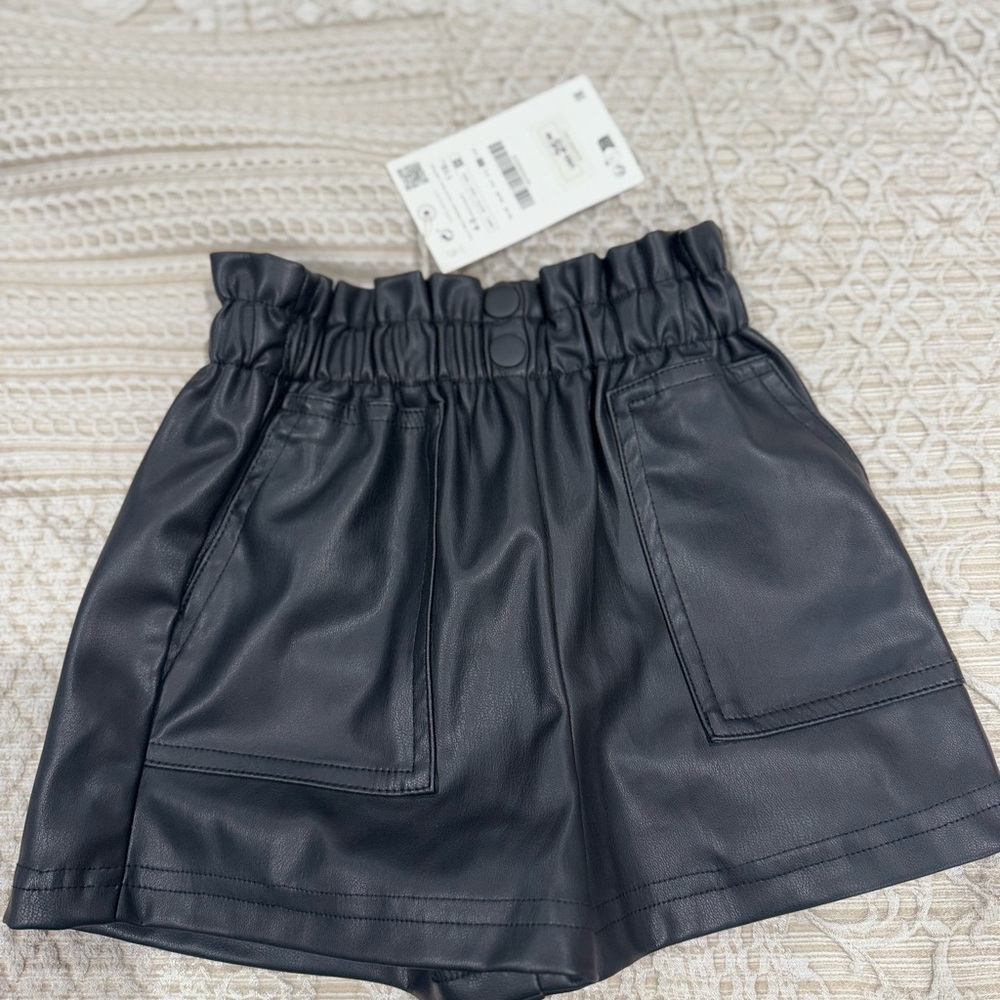 Zara Black Faux Leather Shorts